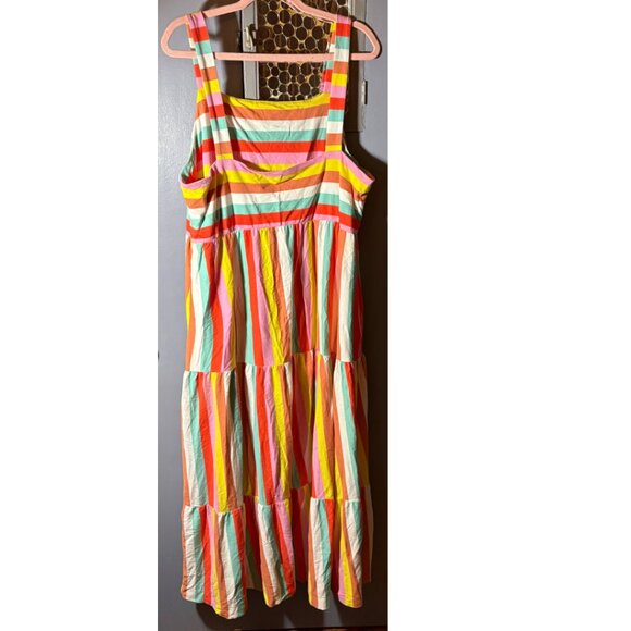 J.Crew Multicolor Striped Tiered Maxi Dress XL Summer Sundress - Picture 4 of 6